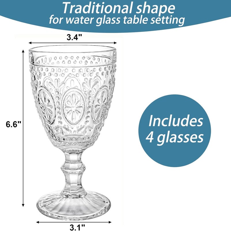 Bekith Clear Glass Goblets, Drinking Goblets Stemmed Water Glasses for Iced Tea Wine Juice Beer Cold Beverage, Goblet Glassware for Parties, 10 Ounce, Set of 4 - Image 2