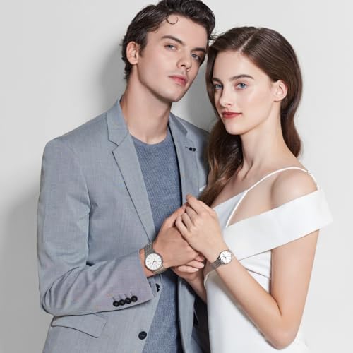 FIYTA Classic Watch with Thin Stainless Steel Quartz, 3-Hand Date, 30m Waterproof, 40mm/28mm, Business to Weekend and Couples, Gift Box - Image 2
