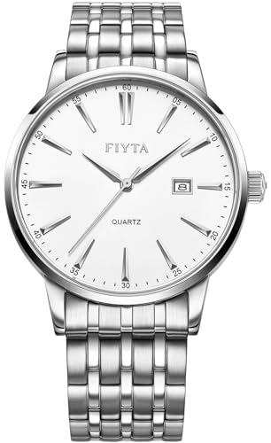 FIYTA Classic Watch with Thin Stainless Steel Quartz, 3-Hand Date, 30m Waterproof, 40mm/28mm, Business to Weekend and Couples, Gift Box - Image 1