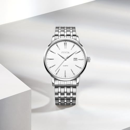 FIYTA Classic Watch with Thin Stainless Steel Quartz, 3-Hand Date, 30m Waterproof, 40mm/28mm, Business to Weekend and Couples, Gift Box - Image 3