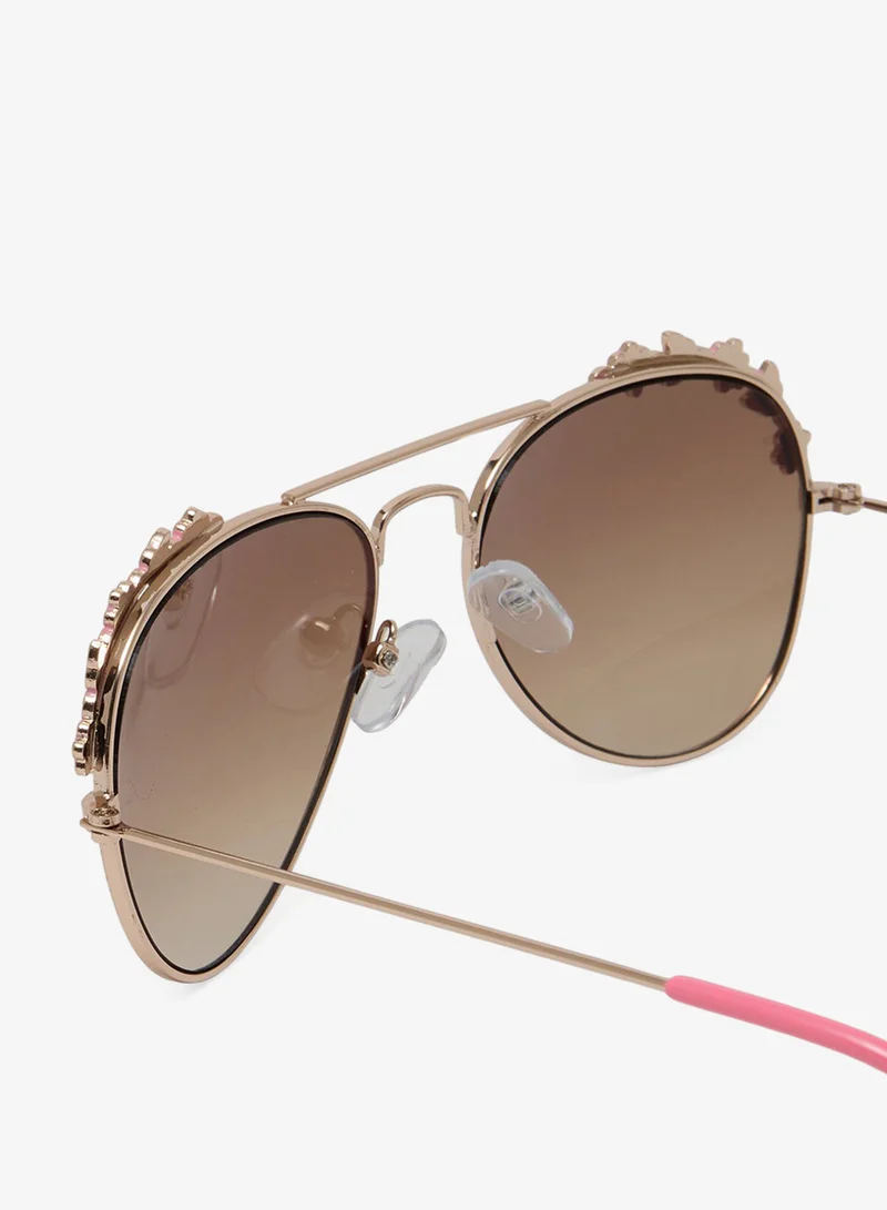 Redtag Girls Brown Aviator Sunglasses