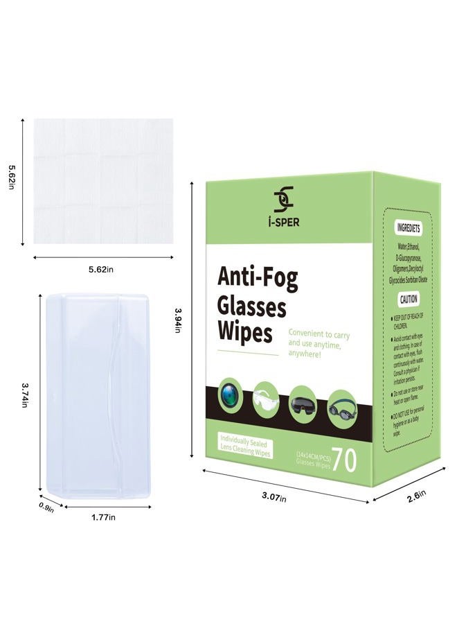I-sper Anti Fog Wipes for Glasses 70 Count Pre-Moistened Lens and Defogging Screen Cleaning Wipes for Glasses with a Carrying Box Quick Dry Individual Wrapped for Eyeglasses, Swim Goggles, Helmet Camera Lens - Image 3