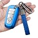 Autophone for Ford Key Fob Cover with Leather Keychain Soft TPU Protection Key Case for Mustang Explorer Fusion Escape Edge Expedition Raptor F150 F250 F350 F450 F550 Smart Key 345 Buttons Blue - Image 2