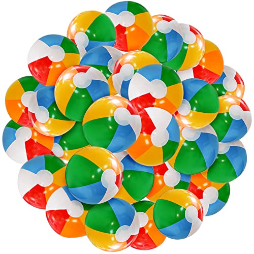 Lamnhin Beach Ball for Kids 12 Beach Balls Bulk 30 Pack Inflatable Pool Beach Balls Bulk Hawaiian Tropical Theme Party Decorations Favors Supplies - Image 1