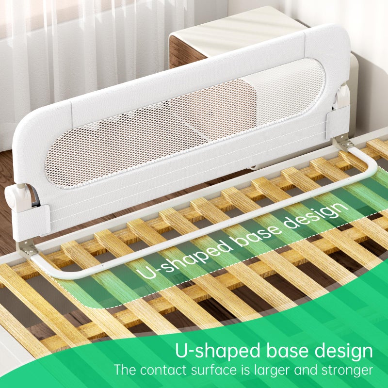UPGOGO Folding Bed Rail for Toddlers,Baby Bed Rail Guard with Reinforced Anchor Safety System,Fit Bunk,Full Size,Queen,King,Twin(White,71"x23.6") - Image 4