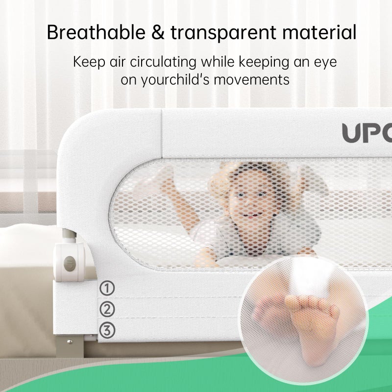 UPGOGO Folding Bed Rail for Toddlers,Baby Bed Rail Guard with Reinforced Anchor Safety System,Fit Bunk,Full Size,Queen,King,Twin(White,71"x23.6") - Image 5