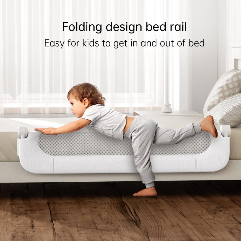 UPGOGO Folding Bed Rail for Toddlers,Baby Bed Rail Guard with Reinforced Anchor Safety System,Fit Bunk,Full Size,Queen,King,Twin(White,71"x23.6") - Image 3