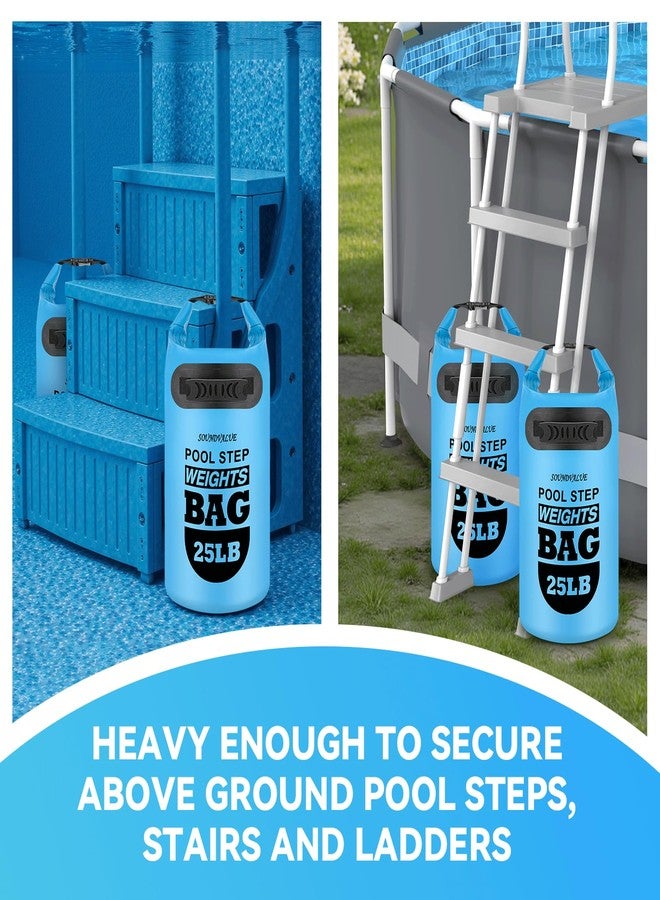SOUNDVALUE 2 Pack 25lb Heavy Duty Pool Ladder Weights, Universal Above Ground Pool Step Sand Bags with Handles, 500D PVC Durable Waterproof & Foldable Sandbags for Swimming Pool Stairs (Sky Blue) - Image 4