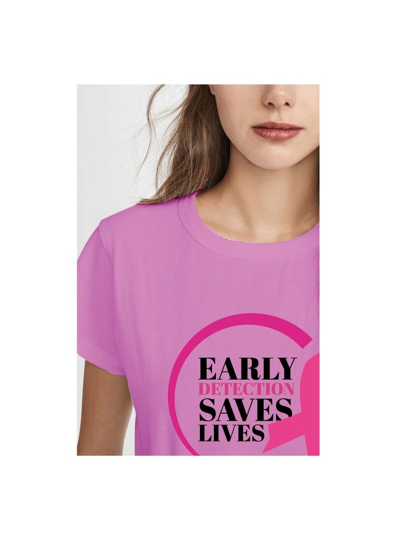 PRINTSHOP4ME October Month PinkCancer Awareness Round Neck Short Sleeve T-shirt Unisex  - Image 3