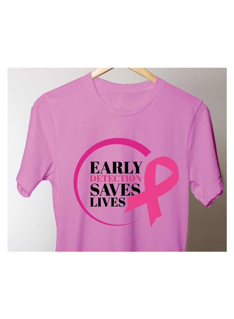 PRINTSHOP4ME October Month PinkCancer Awareness Round Neck Short Sleeve T-shirt Unisex  - Image 5