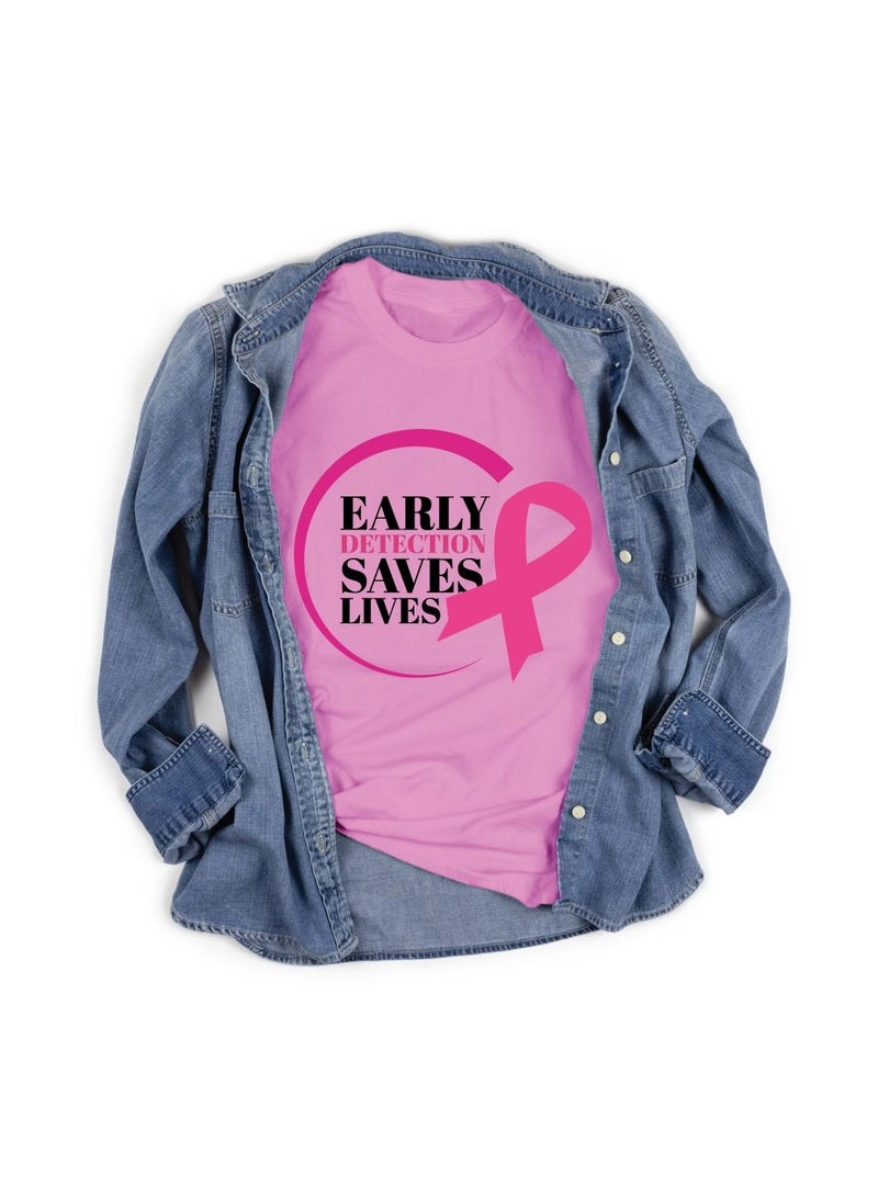 PRINTSHOP4ME October Month PinkCancer Awareness Round Neck Short Sleeve T-shirt Unisex  - Image 4