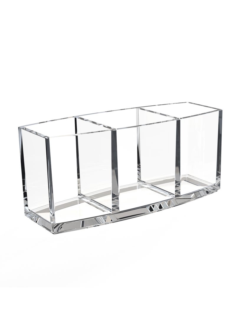 Cosmetic organizer , Makeup Brush Holder , 3 Slot Acrylic Cosmetic Brushes Storage,  Makeup Brush Holder Organizer for Bathroom, Vanity, Dressing Table - Image 2
