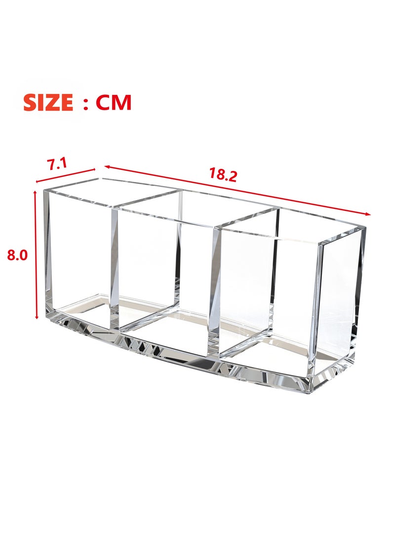 Cosmetic organizer , Makeup Brush Holder , 3 Slot Acrylic Cosmetic Brushes Storage,  Makeup Brush Holder Organizer for Bathroom, Vanity, Dressing Table - Image 4