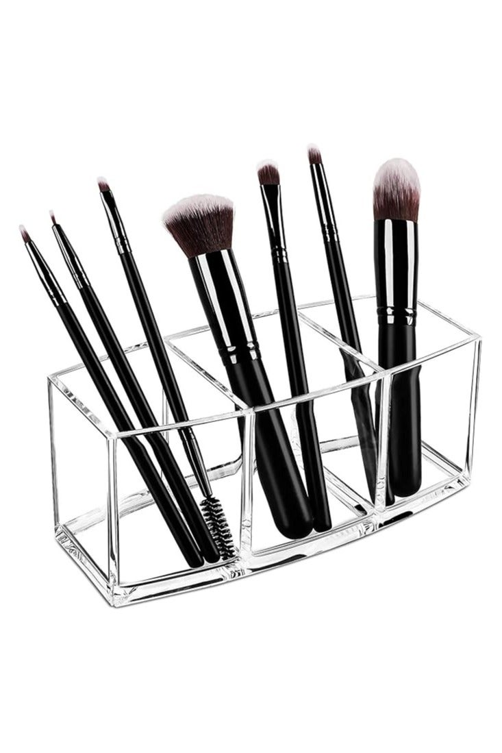 Cosmetic organizer , Makeup Brush Holder , 3 Slot Acrylic Cosmetic Brushes Storage,  Makeup Brush Holder Organizer for Bathroom, Vanity, Dressing Table - Image 5