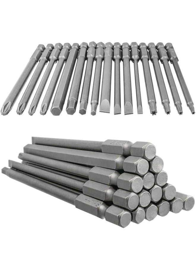 Wolfride 16pcs Long Magnetic Screwdriver Bits Set Slotted+Cross+Torx+Hex Drill Bit Set 1/4 Inch Hex Shank 100mm Length - Image 3