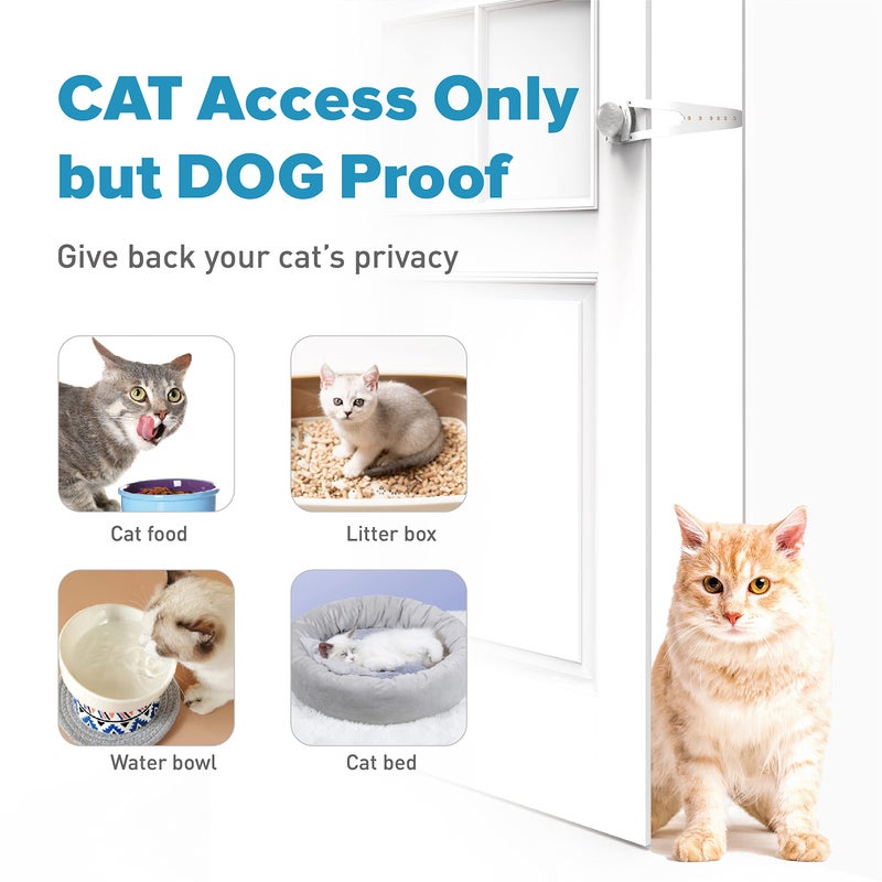 Neobay Cat Door Latch with Stabilizer, 7 Sizes Adjustable Cat Door Holder Latch, Keeps Dog Out of Litter Box, No-Drill & Portable for Interior Doors, White, 2 Packs - Image 4