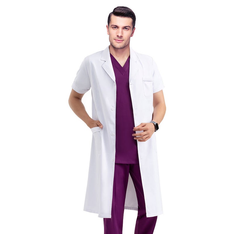 White Short-Sleeved Lab Coat For Female Doctors, Nurses, Laboratory Students, Chemistry, Pharmacy, Dental Clinic Workwear, Professional Attire - Image 5