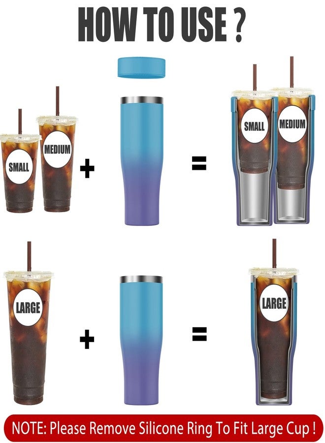 Greatyos Universal Iced Coffee Sleeve with Handle - Insulated Double Wall Reusable Stainless Steel Holder Insulator for Cold Drinks Fits Small Medium Large To Go Cups Gifts for Men Women Him Her (Ocean Dream) - Image 3
