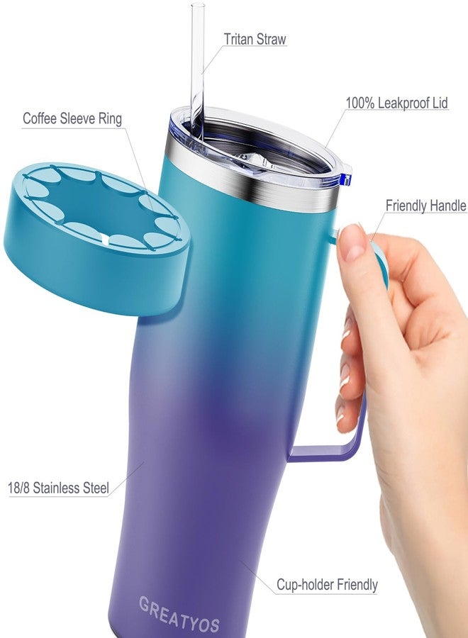 Greatyos Universal Iced Coffee Sleeve with Handle - Insulated Double Wall Reusable Stainless Steel Holder Insulator for Cold Drinks Fits Small Medium Large To Go Cups Gifts for Men Women Him Her (Ocean Dream) - Image 5