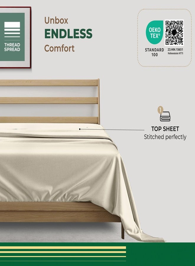 THREAD SPREAD 100% Organic Cotton Percale Flat Sheet Queen Size - 1 PC Flat Sheet, Ivory - Crisp, Cool and Strong Bed Linen, Top Sheets for Hot Sleepers, Luxury Breathable GOTS Certified Sheets - Image 3