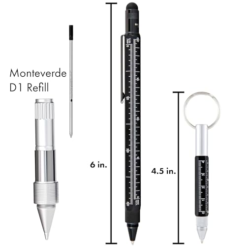 Monteverde One Touch Tool Set Ballpoint Pen with Stylus Black Tool Pen Keychain 6in1 Multifunction Pen Set from Exclusive Collection Ideal Gift for Professionals MV35468 - Image 3