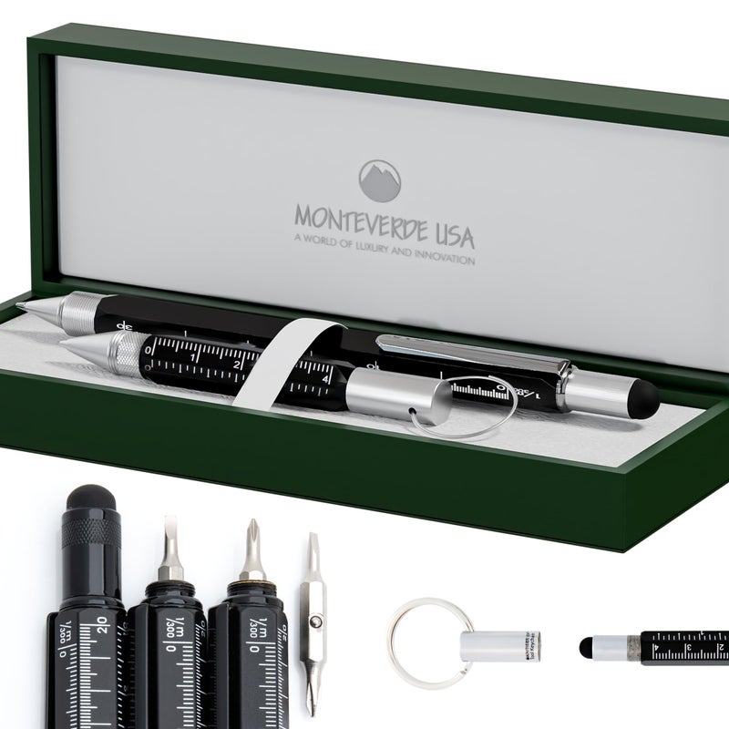Monteverde One Touch Tool Set Ballpoint Pen with Stylus Black Tool Pen Keychain 6in1 Multifunction Pen Set from Exclusive Collection Ideal Gift for Professionals MV35468 - Image 2