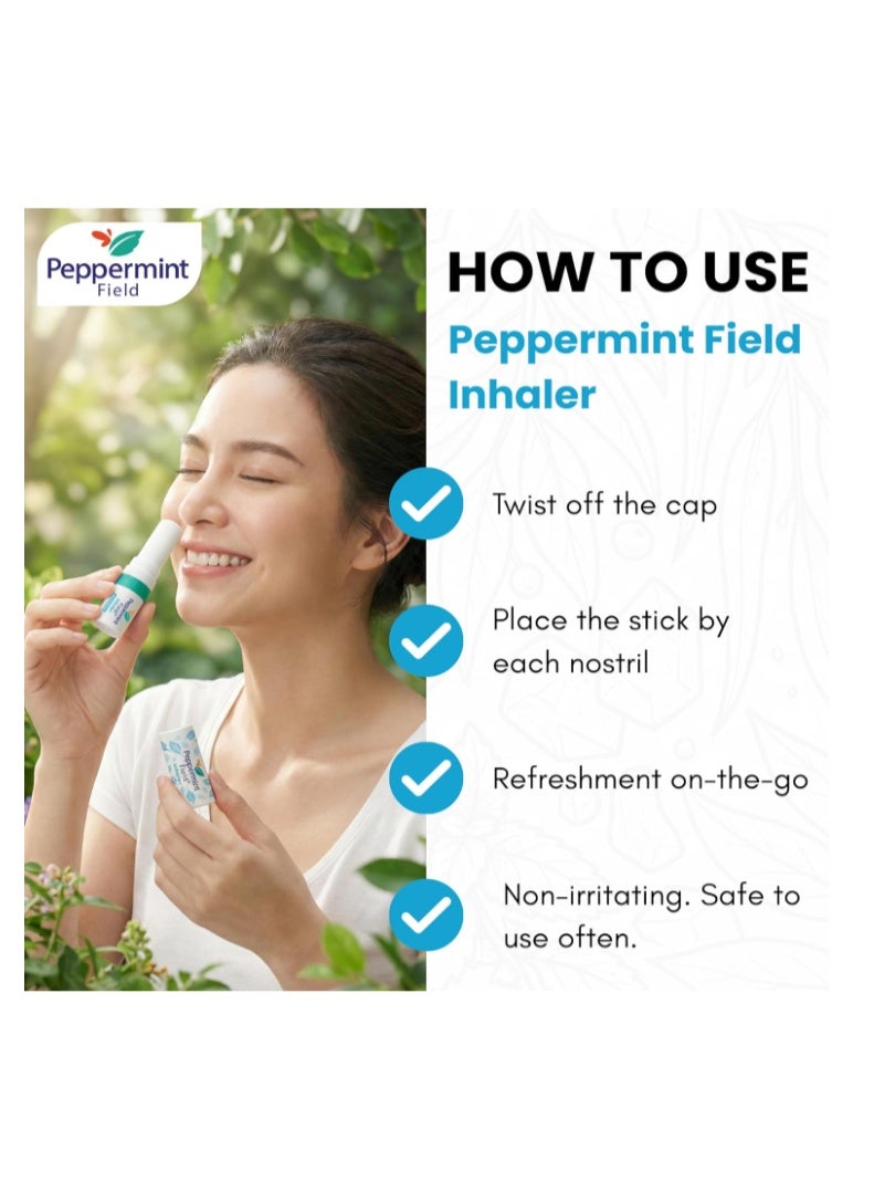 Peppermint Field Aromatics Nasal Inhaler Pack of 6 - Strong Thai Peppermint Relief - Image 3
