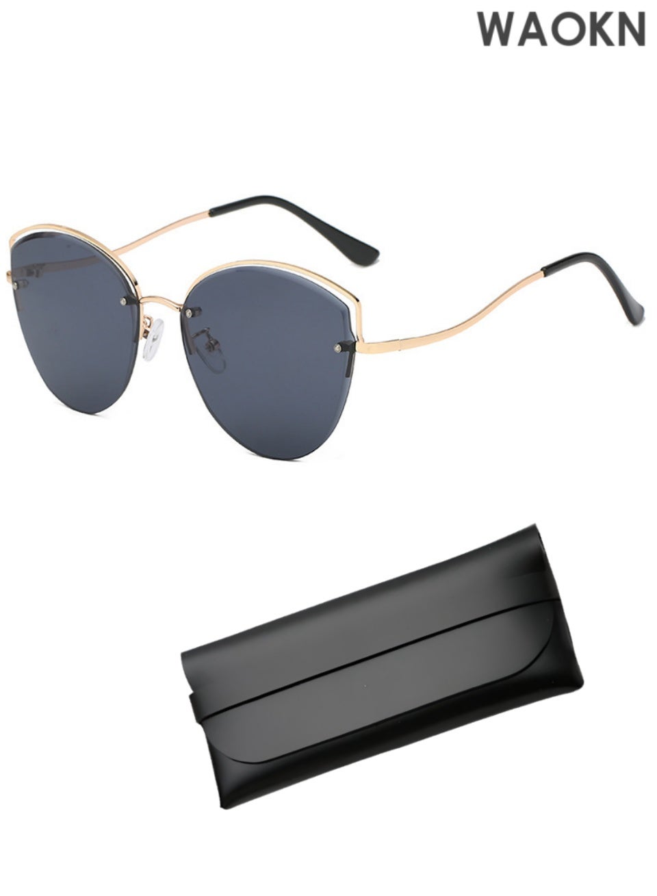 Rimless Cat Eye Sunglasses for Men and Women, Outdoor Vacation Sunshade Glasses Rimless Cat Eye Oversized Sunglasses Women Big Frame Retro Metal Sun Glasses Ladies Driving Sunglass UV400 Eyewear Oval Rimless Sunglasses Lady Metal Eye Shades.