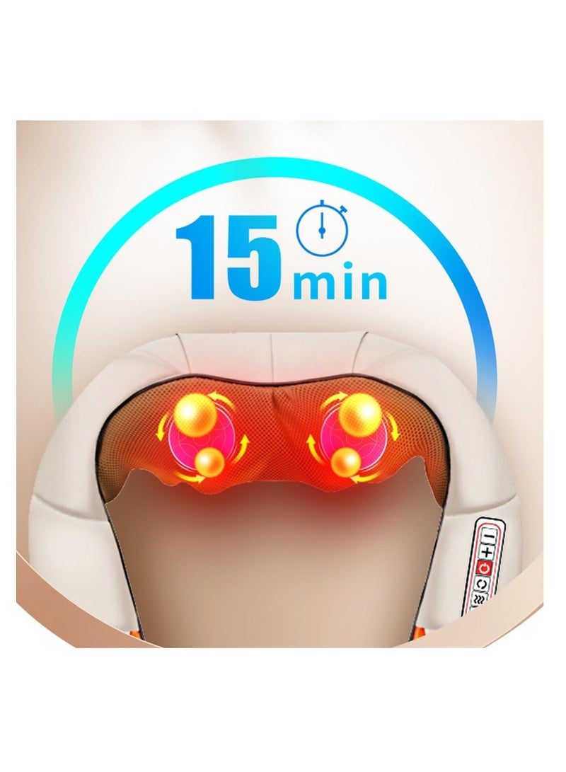 ECVV جهاز تدليك الرقبة ECVV (BS)، 3 درجات قوية لتخفيف آلام الكتف والخصر وعضلات الساق، للاستخدام في المنزل والمكتب (اللون: بيج) - Image 4