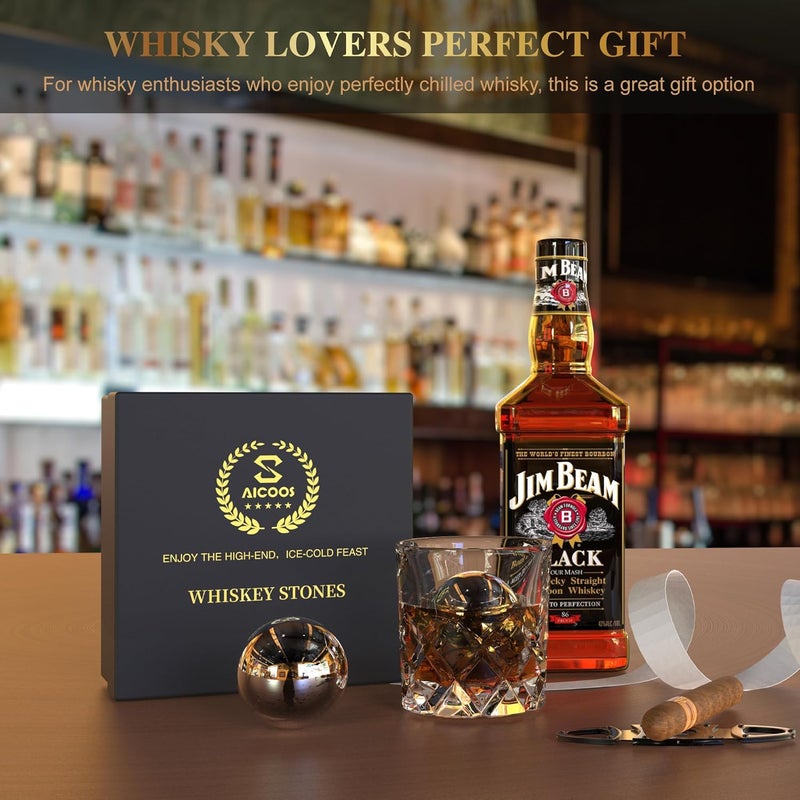 SAICOOS Gifts for Men Dad - Him and Boyfriend : Whiskey Stones Reusable Metal Steel Ice Cubes Balls Set, Bourbon Cool Anniversary Retirement Gifts, Harley Davidson Funny Gadgets 4Pcs (4XL Ice Balls) - Image 5