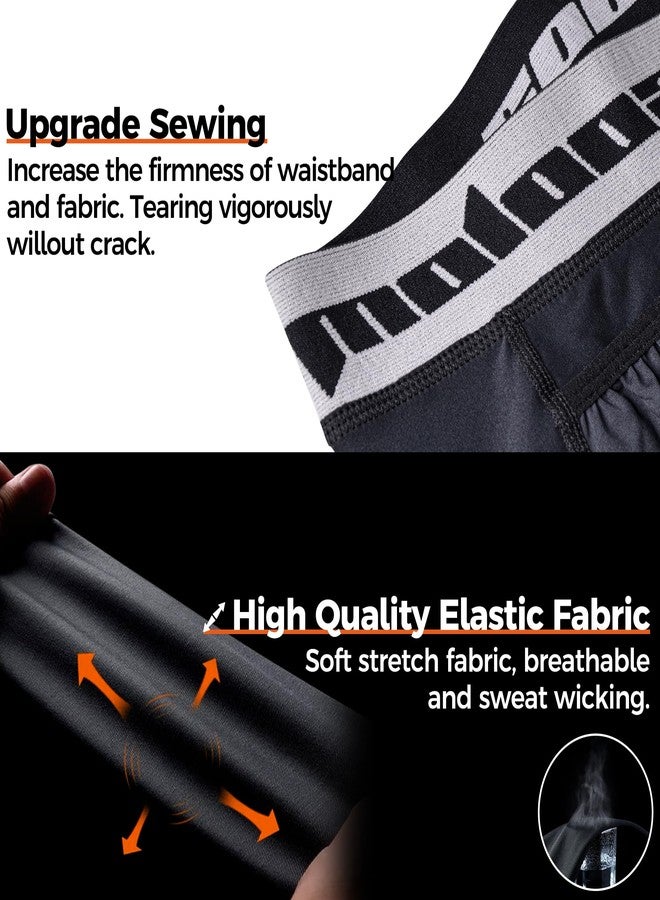 COOLOMG Men Adult Padded Baseball Sliding Shorts with Cup Pocket Black - Image 5