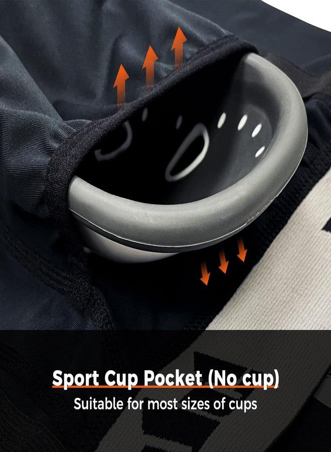 COOLOMG Men Adult Padded Baseball Sliding Shorts with Cup Pocket Black - Image 4