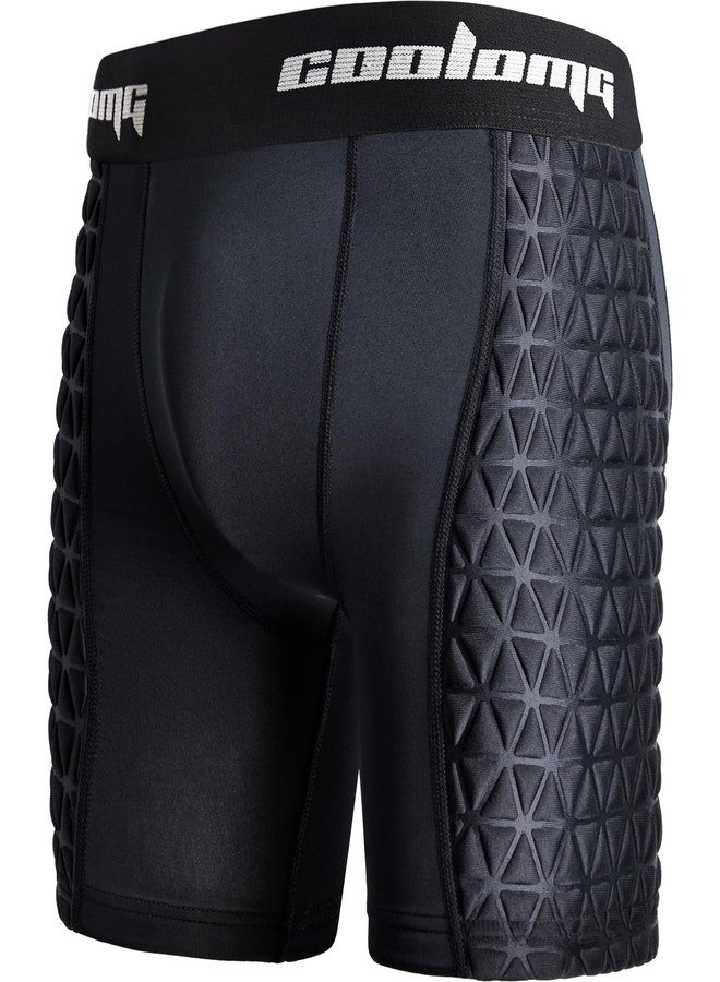 COOLOMG Men Adult Padded Baseball Sliding Shorts with Cup Pocket Black - Image 1