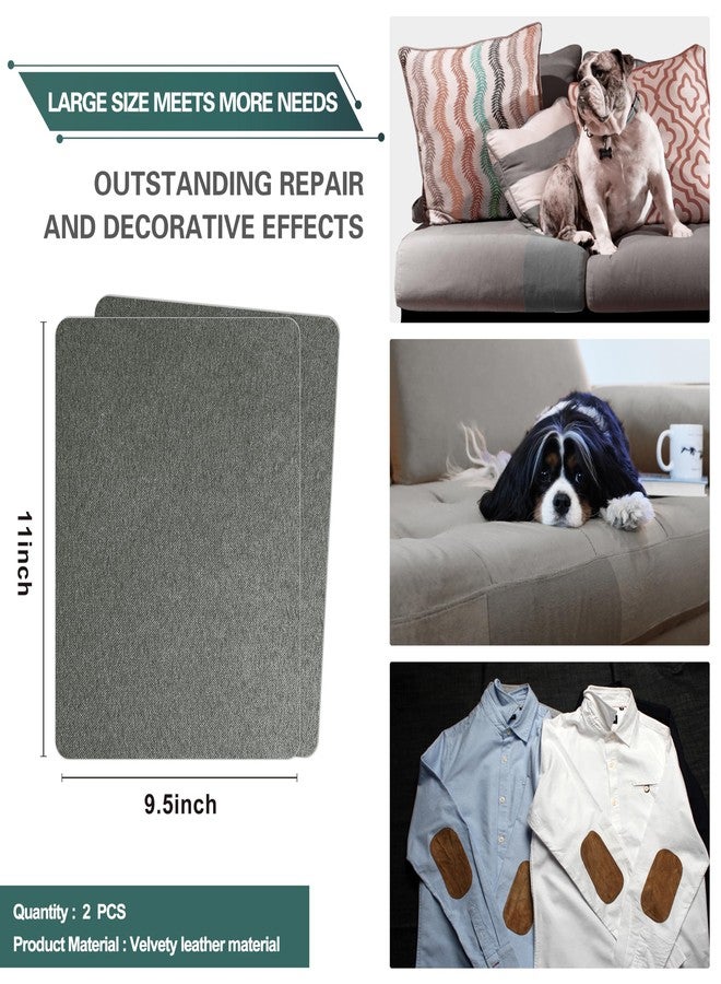 Azobur Couch Patch Repair Fabric,Microfiber Fabric, Self-Adhesive, for Sofa Repair and Upholstery, 2 Pieces, 9.5 x 11 inches (Gray) - Image 2