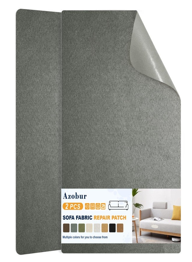Azobur Couch Patch Repair Fabric,Microfiber Fabric, Self-Adhesive, for Sofa Repair and Upholstery, 2 Pieces, 9.5 x 11 inches (Gray) - Image 1