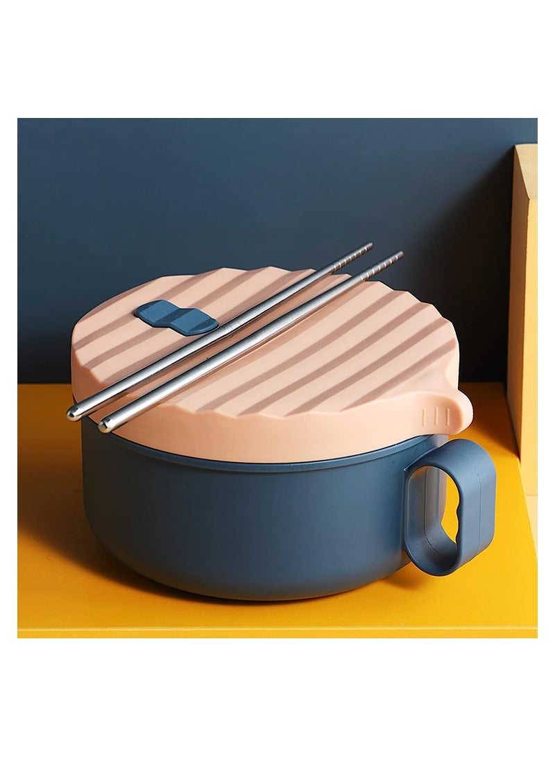 SOLARAE Microwave Ramen Bowl with Handles Noodle Bowl With Lid And Chopsticks BPA Free Food Grade for Home Office College Dorm Room Instant Cooking Blue - Image 2