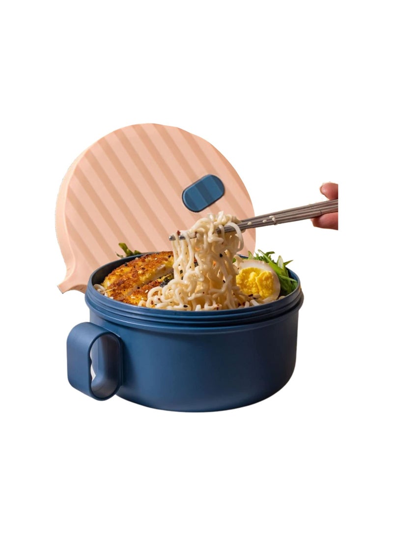 SOLARAE Microwave Ramen Bowl with Handles Noodle Bowl With Lid And Chopsticks BPA Free Food Grade for Home Office College Dorm Room Instant Cooking Blue - Image 1
