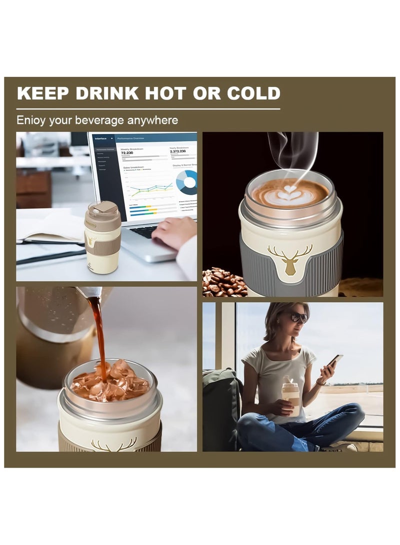 آنا كوب قهوة محمول بسعة كبيرة من الفولاذ المقاوم للصدأ 316 مزود بشفاطة - Image 4