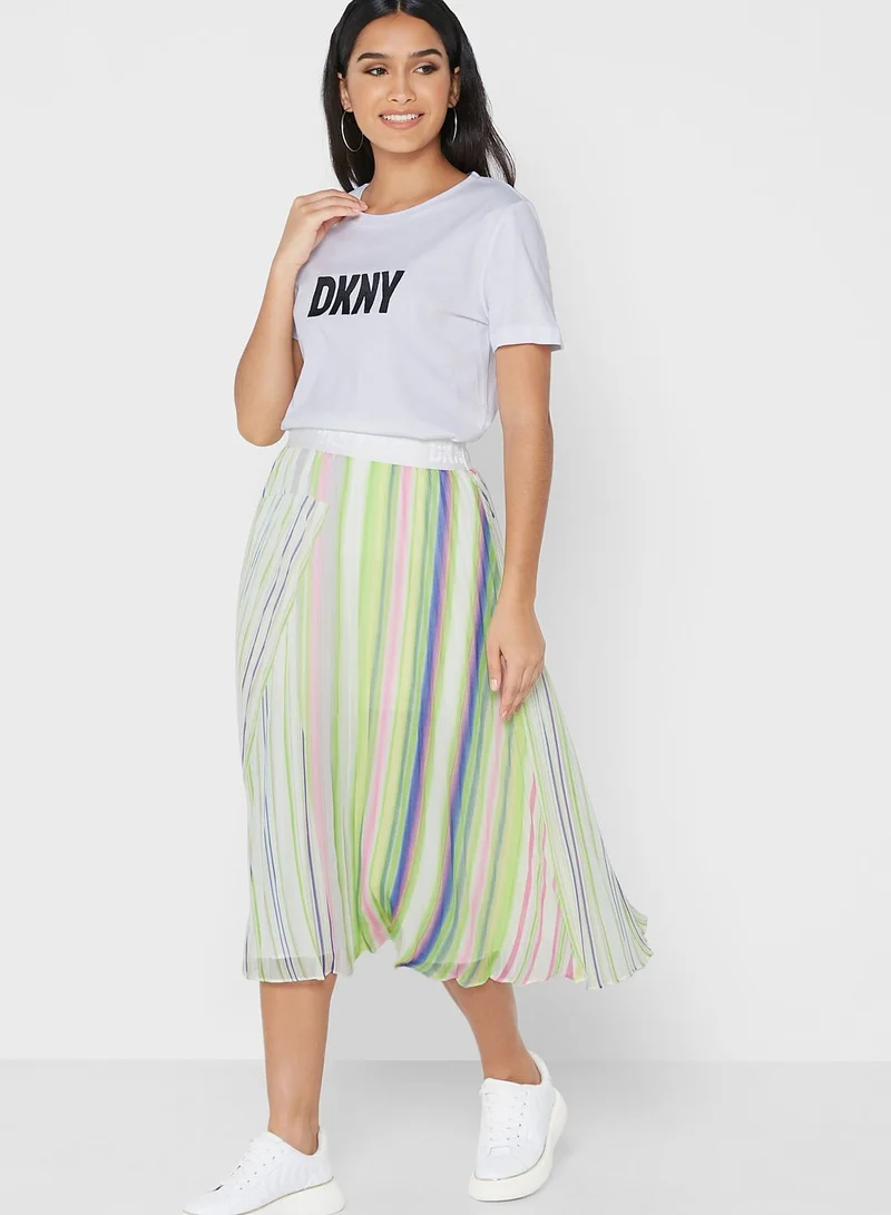 DKNY High Waist Printed Maxi Skirt