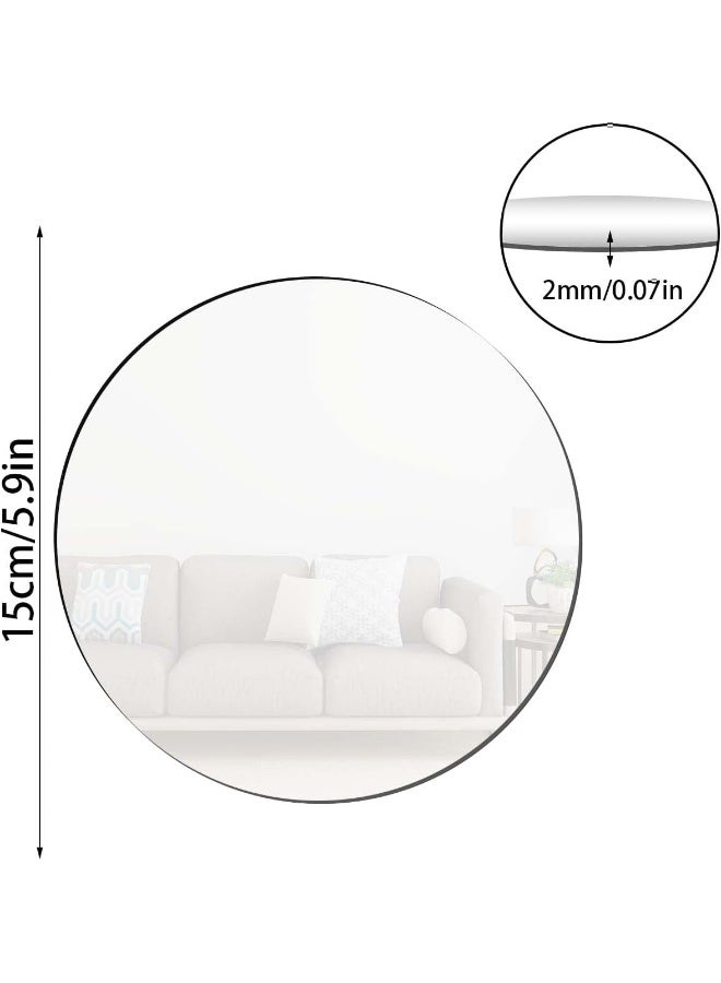 TPGP 10 قطع مرآة دائرية 15 سم بلاط مرآة لاصق ذاتيًا مرآة أكريليك مرآة صغيرة مرآة حائط مرآة لاصقة للديكور في المنزل وغرفة المعيشة وغرفة النوم - Image 2