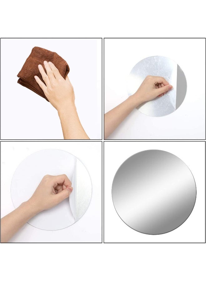 TPGP 10 قطع مرآة دائرية 15 سم بلاط مرآة لاصق ذاتيًا مرآة أكريليك مرآة صغيرة مرآة حائط مرآة لاصقة للديكور في المنزل وغرفة المعيشة وغرفة النوم - Image 3