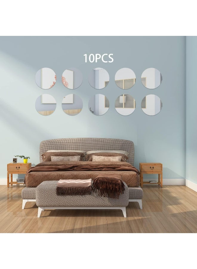 TPGP 10 قطع مرآة دائرية 15 سم بلاط مرآة لاصق ذاتيًا مرآة أكريليك مرآة صغيرة مرآة حائط مرآة لاصقة للديكور في المنزل وغرفة المعيشة وغرفة النوم - Image 4