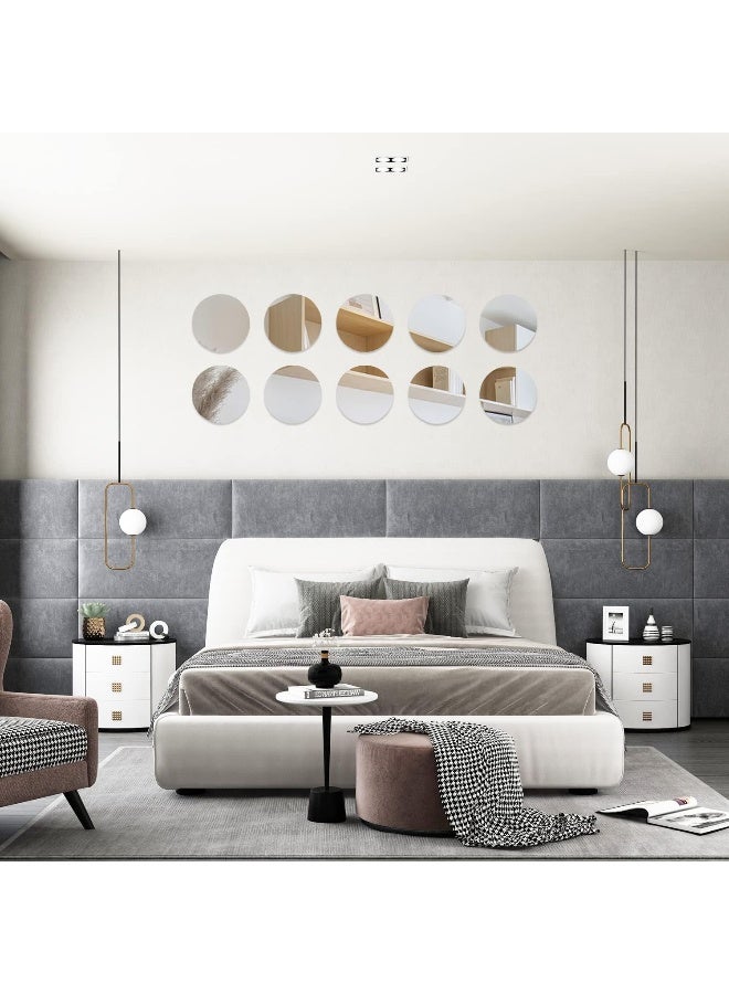 TPGP 10 قطع مرآة دائرية 15 سم بلاط مرآة لاصق ذاتيًا مرآة أكريليك مرآة صغيرة مرآة حائط مرآة لاصقة للديكور في المنزل وغرفة المعيشة وغرفة النوم - Image 5