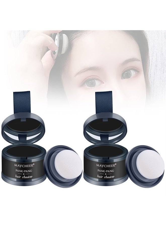 FREEORR 2Pcs Hairline Powder Magical Instantly Hair Line Shadow Quick Cover Hair Root Concealer with Puff Touch, Root Cover Up for Thinning Hair, Waterproof, Non-sticky#Black - Image 1