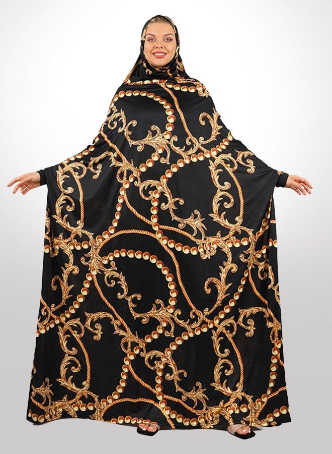 زمرد ثوب صلاة چيرسيه كويتي- مطبوع عملي مع غطاء الرأس  - Image 1