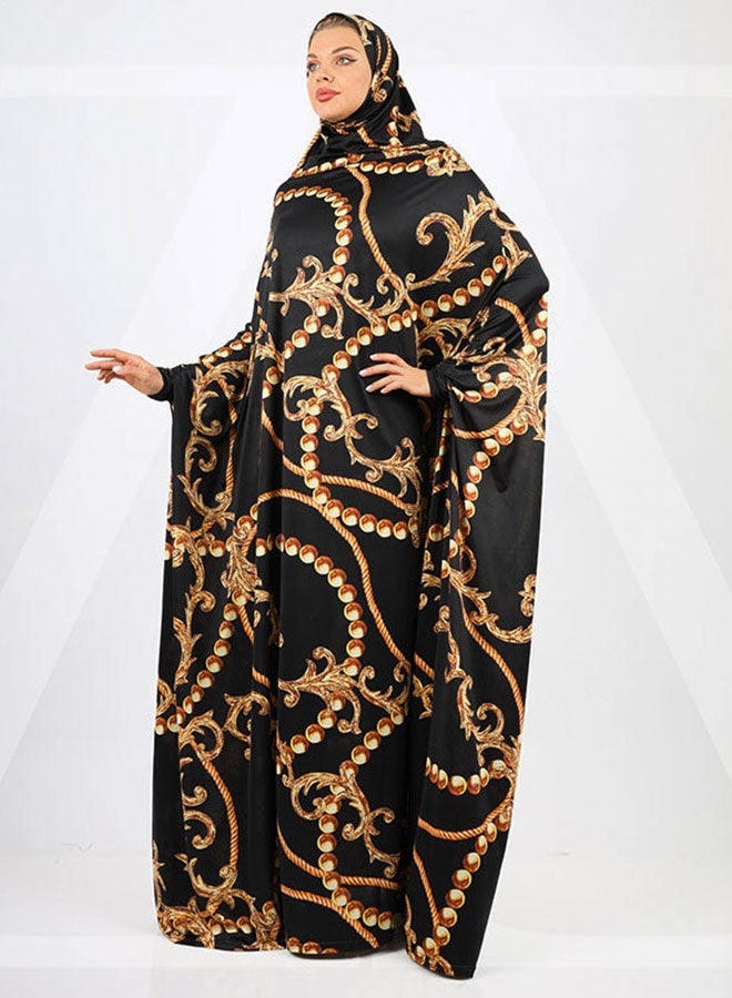 زمرد ثوب صلاة چيرسيه كويتي- مطبوع عملي مع غطاء الرأس  - Image 3