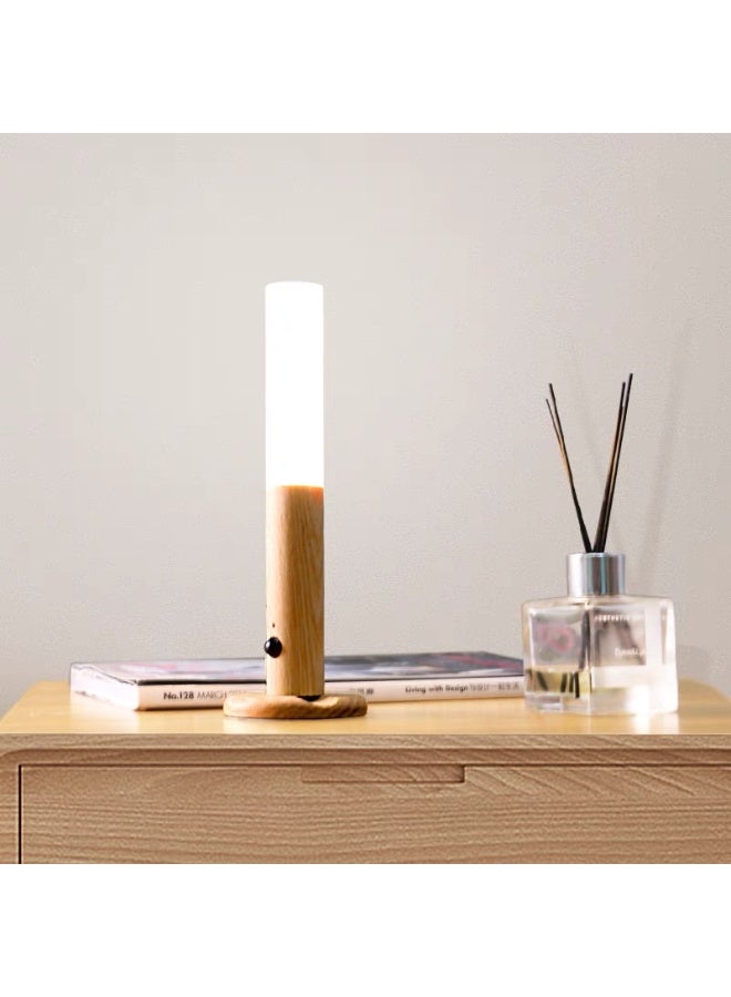 Trendat Wooden Wall Lamp, USB Rechargeable, Magnetic LED Light, Dimmable Touch Control, Wall Light for Kitchen, Hallway, Wardrobe, Wardrobe - Image 1