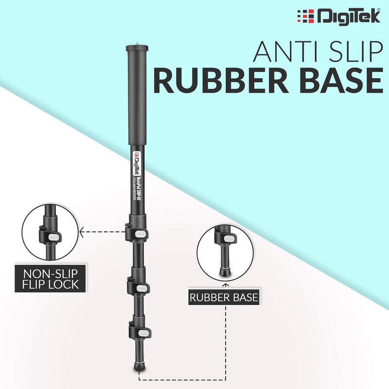 Digitek ® (DMP 60N) Professional Monopod with 4 Extendable Sections & Dual Mount Thread Adapter (1/4inch and 3/8inch), Load Upto: 5 kgs, Max. Operating Height: 5.15 Feet (Black) - Image 5