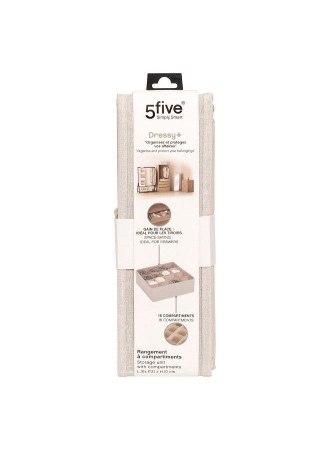 Five Simply Smart Dressy + 16-Compartments Drawer Storage Beige 31 x 31 cm 209327 - Image 2