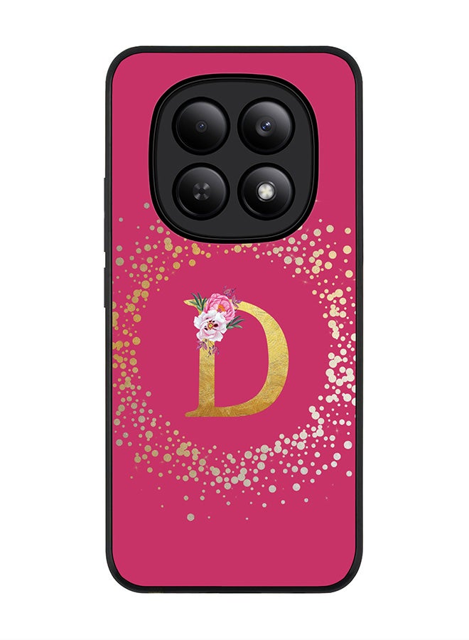 For Xiaomi Redmi Note 15 4G Case,Slim fit Camera Protection, Shockproof Thin Phone cover  - Custom Monogram Floral - D ( Deep Pink )